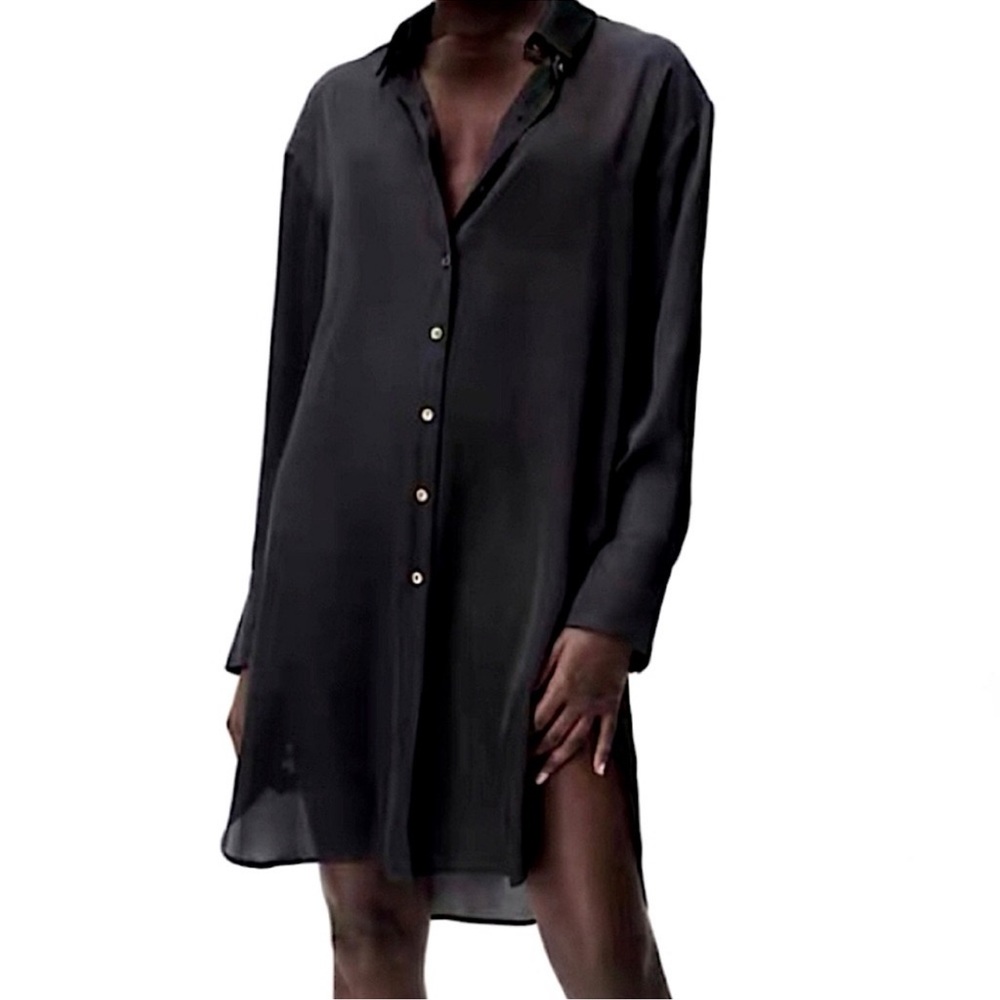 NWT ZARA Satin Effect Button Down Dress/Blouse (Size M)